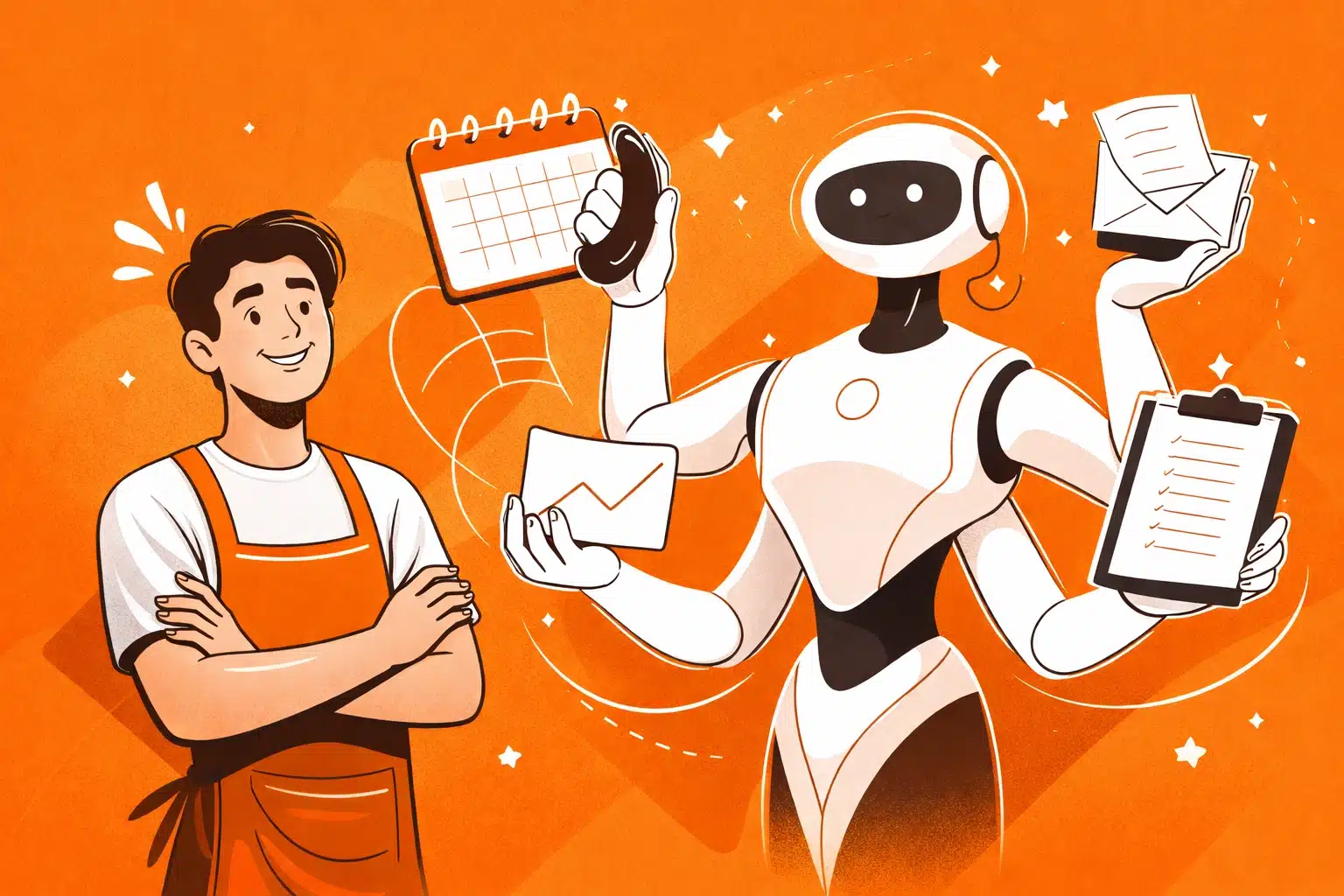 Small business owner freed from manual tasks while AI agent handles scheduling and follow-ups